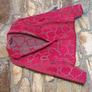 Khangura Red floral print wool blend Blazer